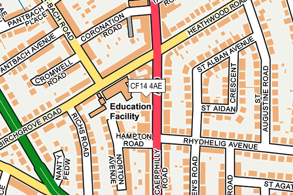 CF14 4AE map - OS OpenMap – Local (Ordnance Survey) CF14 4AE map - OS OpenMap – Local (Ordnance Survey)
