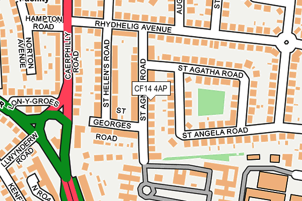 CF14 4AP map - OS OpenMap – Local (Ordnance Survey) CF14 4AP map - OS OpenMap – Local (Ordnance Survey)