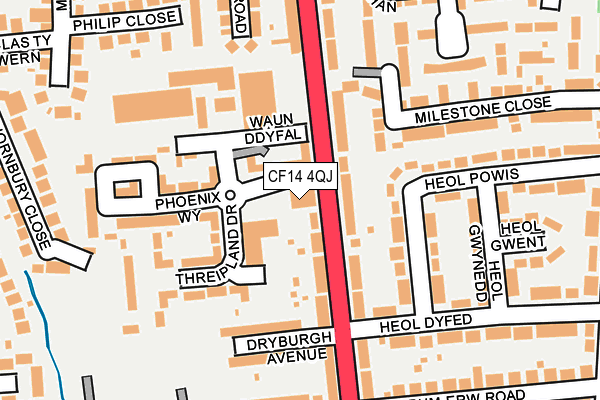 CF14 4QJ map - OS OpenMap – Local (Ordnance Survey) CF14 4QJ map - OS OpenMap – Local (Ordnance Survey)