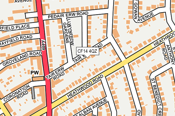 CF14 4QZ map - OS OpenMap – Local (Ordnance Survey) CF14 4QZ map - OS OpenMap – Local (Ordnance Survey)