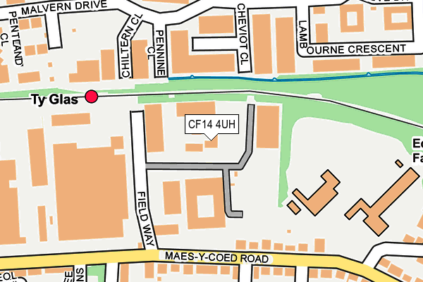 CF14 4UH map - OS OpenMap – Local (Ordnance Survey) CF14 4UH map - OS OpenMap – Local (Ordnance Survey)