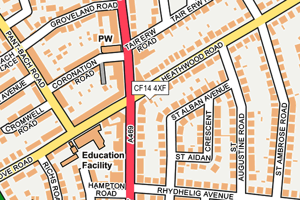 CF14 4XF map - OS OpenMap – Local (Ordnance Survey) CF14 4XF map - OS OpenMap – Local (Ordnance Survey)