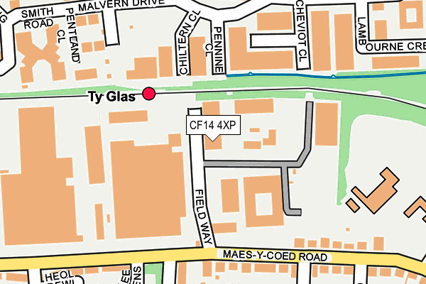 CF14 4XP map - OS OpenMap – Local (Ordnance Survey) CF14 4XP map - OS OpenMap – Local (Ordnance Survey)