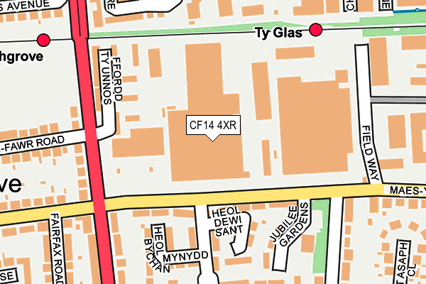 CF14 4XR map - OS OpenMap – Local (Ordnance Survey) CF14 4XR map - OS OpenMap – Local (Ordnance Survey)