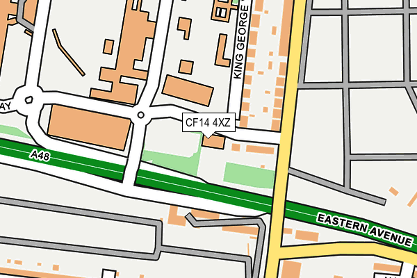 CF14 4XZ map - OS OpenMap – Local (Ordnance Survey) CF14 4XZ map - OS OpenMap – Local (Ordnance Survey)