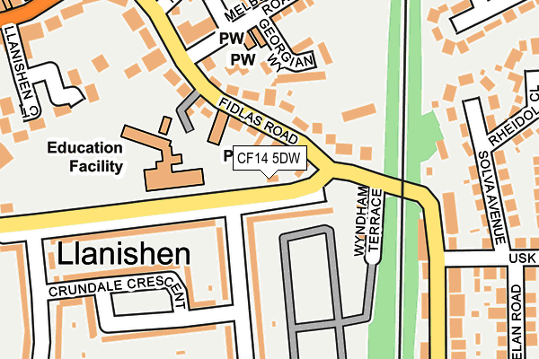 CF14 5DW map - OS OpenMap – Local (Ordnance Survey) CF14 5DW map - OS OpenMap – Local (Ordnance Survey)