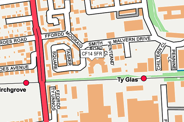 CF14 5FR map - OS OpenMap – Local (Ordnance Survey) CF14 5FR map - OS OpenMap – Local (Ordnance Survey)