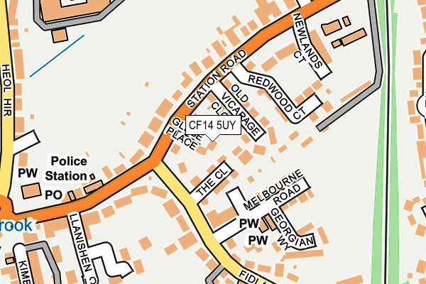 CF14 5UY map - OS OpenMap – Local (Ordnance Survey) CF14 5UY map - OS OpenMap – Local (Ordnance Survey)