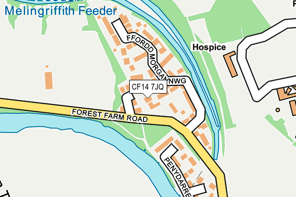 CF14 7JQ map - OS OpenMap – Local (Ordnance Survey) CF14 7JQ map - OS OpenMap – Local (Ordnance Survey)