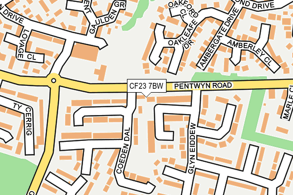 CF23 7BW map - OS OpenMap – Local (Ordnance Survey) CF23 7BW map - OS OpenMap – Local (Ordnance Survey)
