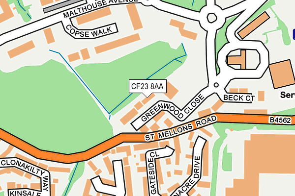 CF23 8AA map - OS OpenMap – Local (Ordnance Survey) CF23 8AA map - OS OpenMap – Local (Ordnance Survey)