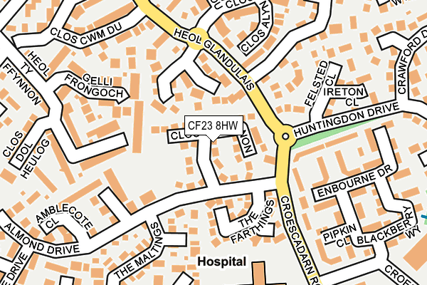 CF23 8HW map - OS OpenMap – Local (Ordnance Survey) CF23 8HW map - OS OpenMap – Local (Ordnance Survey)