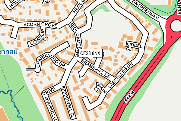 CF23 8NX map - OS OpenMap – Local (Ordnance Survey) CF23 8NX map - OS OpenMap – Local (Ordnance Survey)