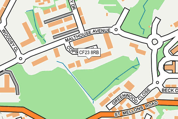 CF23 8RB map - OS OpenMap – Local (Ordnance Survey) CF23 8RB map - OS OpenMap – Local (Ordnance Survey)