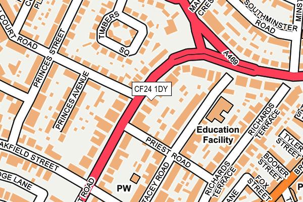 CF24 1DY map - OS OpenMap – Local (Ordnance Survey) CF24 1DY map - OS OpenMap – Local (Ordnance Survey)
