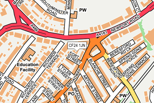 CF24 1JN map - OS OpenMap – Local (Ordnance Survey) CF24 1JN map - OS OpenMap – Local (Ordnance Survey)