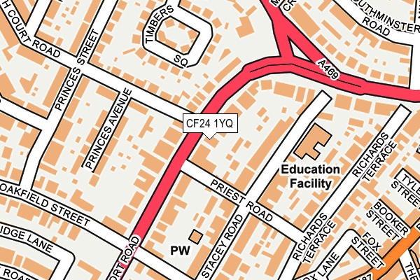 CF24 1YQ map - OS OpenMap – Local (Ordnance Survey) CF24 1YQ map - OS OpenMap – Local (Ordnance Survey)