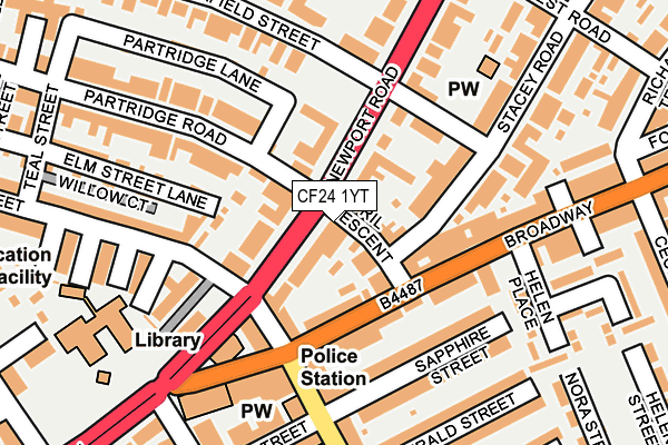 CF24 1YT map - OS OpenMap – Local (Ordnance Survey) CF24 1YT map - OS OpenMap – Local (Ordnance Survey)