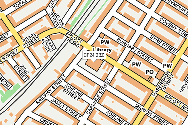 CF24 2BZ map - OS OpenMap – Local (Ordnance Survey) CF24 2BZ map - OS OpenMap – Local (Ordnance Survey)