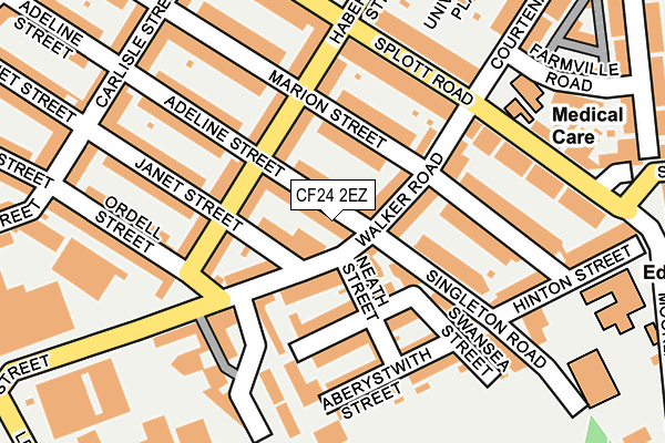 CF24 2EZ map - OS OpenMap – Local (Ordnance Survey) CF24 2EZ map - OS OpenMap – Local (Ordnance Survey)