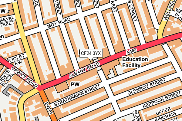 CF24 3YX map - OS OpenMap – Local (Ordnance Survey)