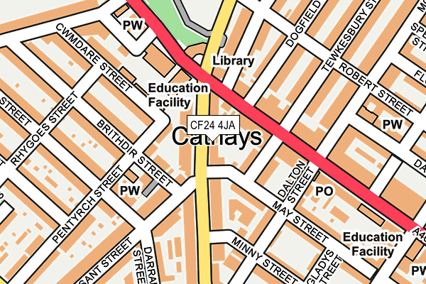 CF24 4JA map - OS OpenMap – Local (Ordnance Survey) CF24 4JA map - OS OpenMap – Local (Ordnance Survey)