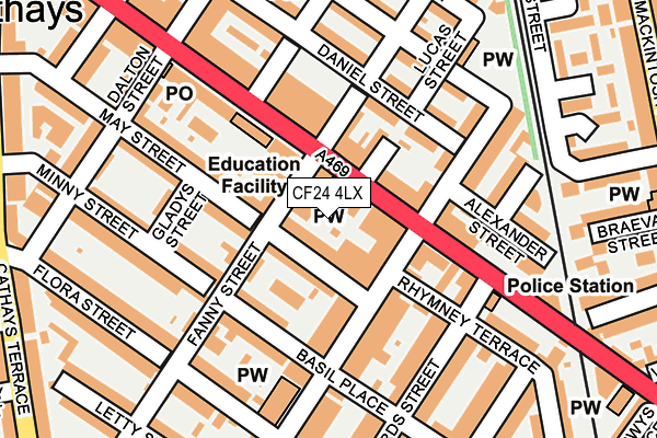 CF24 4LX map - OS OpenMap – Local (Ordnance Survey) CF24 4LX map - OS OpenMap – Local (Ordnance Survey)