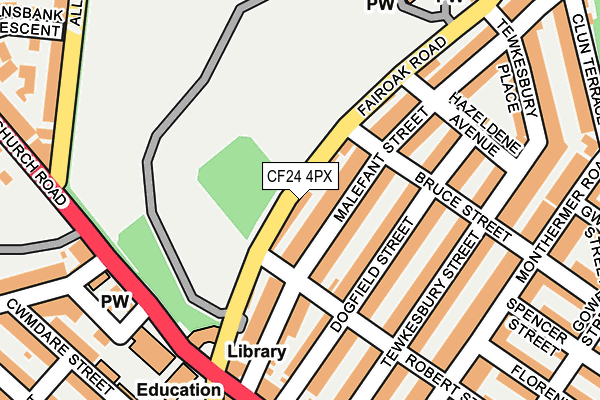 CF24 4PX map - OS OpenMap – Local (Ordnance Survey) CF24 4PX map - OS OpenMap – Local (Ordnance Survey)