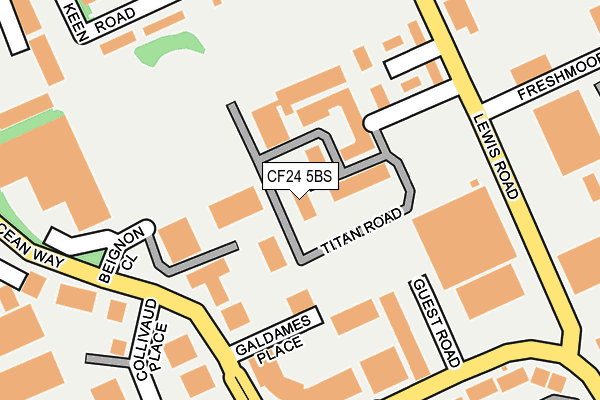 CF24 5BS map - OS OpenMap – Local (Ordnance Survey) CF24 5BS map - OS OpenMap – Local (Ordnance Survey)