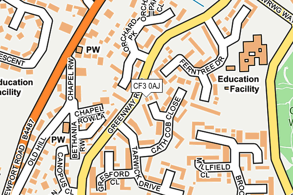 CF3 0AJ map - OS OpenMap – Local (Ordnance Survey) CF3 0AJ map - OS OpenMap – Local (Ordnance Survey)
