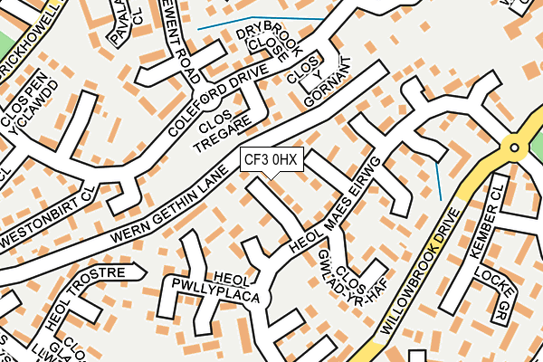 CF3 0HX map - OS OpenMap – Local (Ordnance Survey) CF3 0HX map - OS OpenMap – Local (Ordnance Survey)
