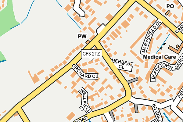 CF3 2TZ map - OS OpenMap – Local (Ordnance Survey) CF3 2TZ map - OS OpenMap – Local (Ordnance Survey)