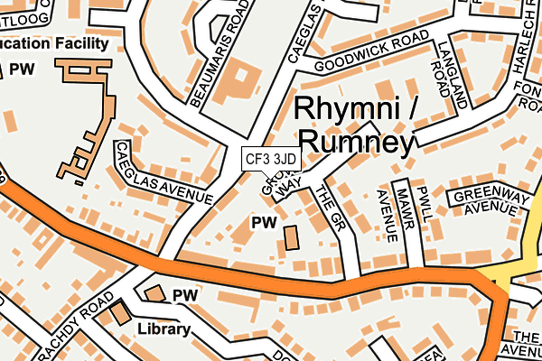 CF3 3JD map - OS OpenMap – Local (Ordnance Survey) CF3 3JD map - OS OpenMap – Local (Ordnance Survey)