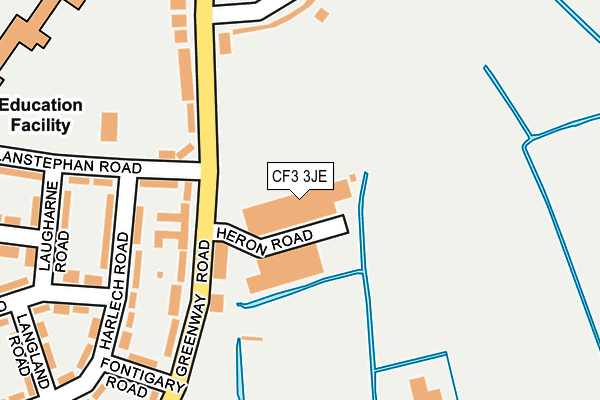 CF3 3JE map - OS OpenMap – Local (Ordnance Survey) CF3 3JE map - OS OpenMap – Local (Ordnance Survey)