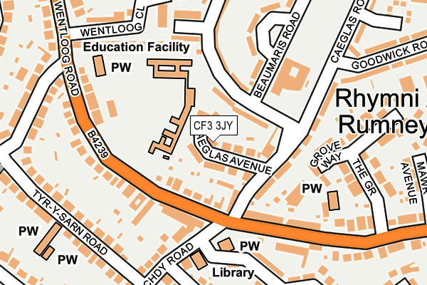 CF3 3JY map - OS OpenMap – Local (Ordnance Survey) CF3 3JY map - OS OpenMap – Local (Ordnance Survey)