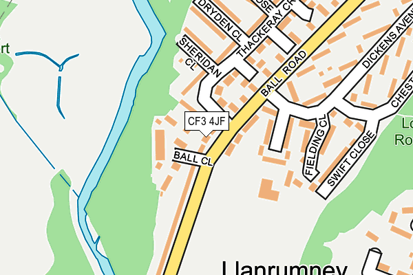 CF3 4JF map - OS OpenMap – Local (Ordnance Survey) CF3 4JF map - OS OpenMap – Local (Ordnance Survey)