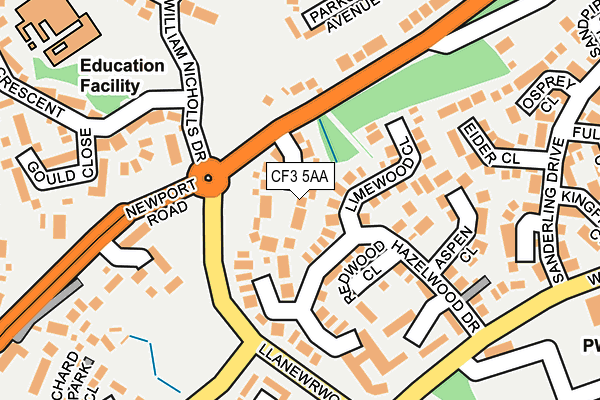 CF3 5AA map - OS OpenMap – Local (Ordnance Survey) CF3 5AA map - OS OpenMap – Local (Ordnance Survey)