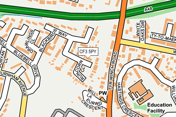 CF3 5PY map - OS OpenMap – Local (Ordnance Survey) CF3 5PY map - OS OpenMap – Local (Ordnance Survey)