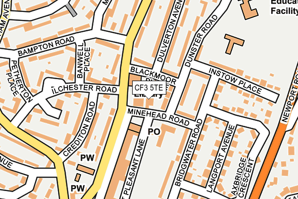 CF3 5TE map - OS OpenMap – Local (Ordnance Survey) CF3 5TE map - OS OpenMap – Local (Ordnance Survey)