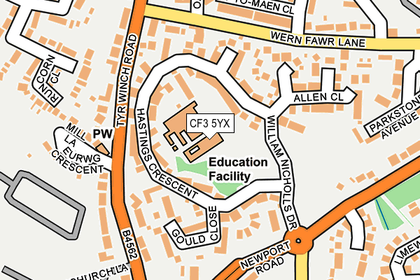 CF3 5YX map - OS OpenMap – Local (Ordnance Survey) CF3 5YX map - OS OpenMap – Local (Ordnance Survey)