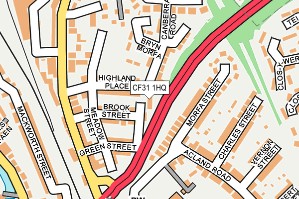 CF31 1HQ map - OS OpenMap – Local (Ordnance Survey) CF31 1HQ map - OS OpenMap – Local (Ordnance Survey)
