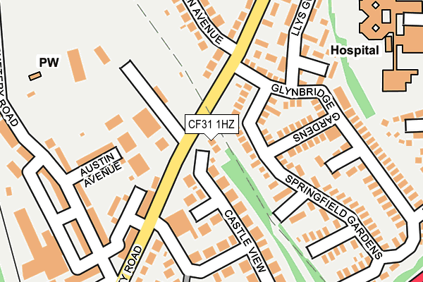CF31 1HZ map - OS OpenMap – Local (Ordnance Survey) CF31 1HZ map - OS OpenMap – Local (Ordnance Survey)