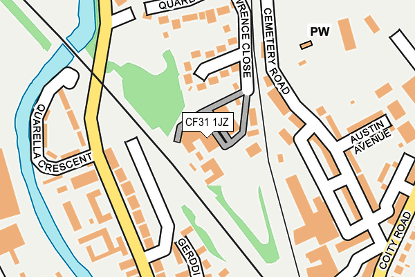 CF31 1JZ map - OS OpenMap – Local (Ordnance Survey) CF31 1JZ map - OS OpenMap – Local (Ordnance Survey)