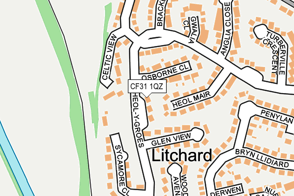 CF31 1QZ map - OS OpenMap – Local (Ordnance Survey) CF31 1QZ map - OS OpenMap – Local (Ordnance Survey)