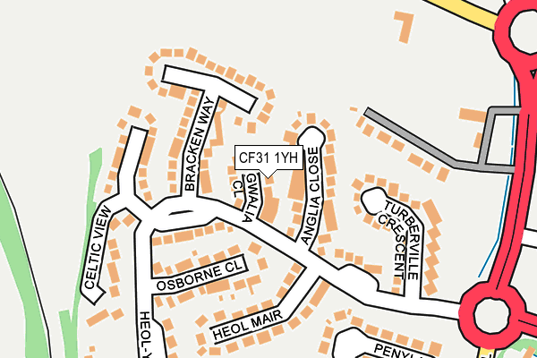 CF31 1YH map - OS OpenMap – Local (Ordnance Survey) CF31 1YH map - OS OpenMap – Local (Ordnance Survey)