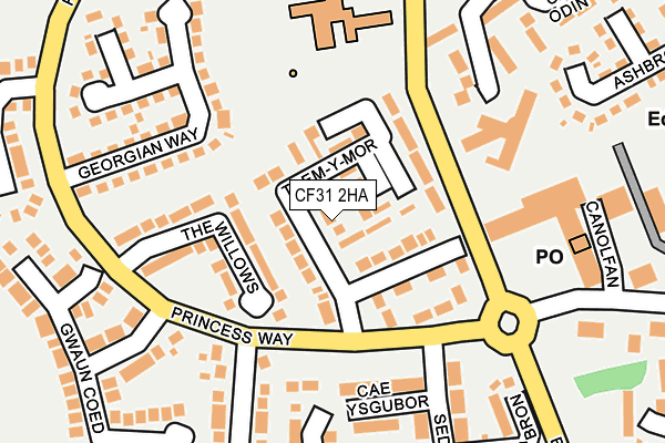 CF31 2HA map - OS OpenMap – Local (Ordnance Survey) CF31 2HA map - OS OpenMap – Local (Ordnance Survey)