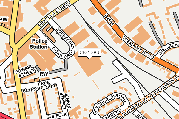 CF31 3AU map - OS OpenMap – Local (Ordnance Survey) CF31 3AU map - OS OpenMap – Local (Ordnance Survey)
