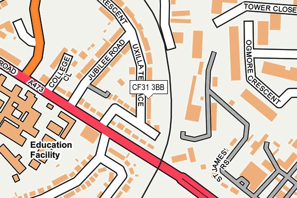 CF31 3BB map - OS OpenMap – Local (Ordnance Survey) CF31 3BB map - OS OpenMap – Local (Ordnance Survey)
