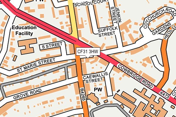 CF31 3HW map - OS OpenMap – Local (Ordnance Survey) CF31 3HW map - OS OpenMap – Local (Ordnance Survey)