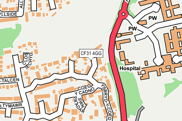 CF31 4GG map - OS OpenMap – Local (Ordnance Survey) CF31 4GG map - OS OpenMap – Local (Ordnance Survey)
